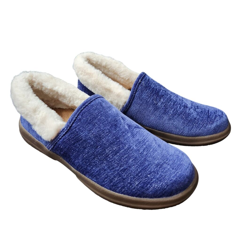 Vionic Clare Cozy Collar Blue Slippers Size 6